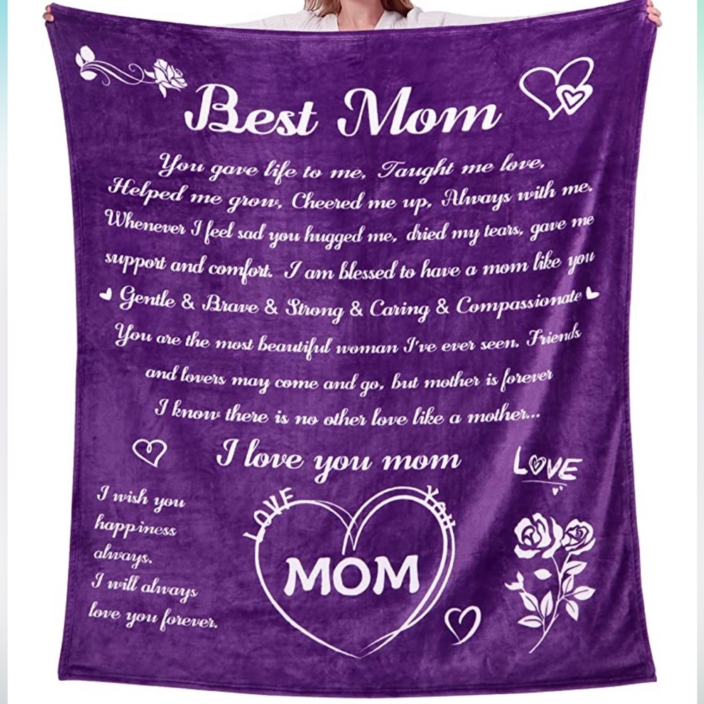 Gifts for Best Mom Blanket Fleece Throw Blankets, 65x55 inch, Purple